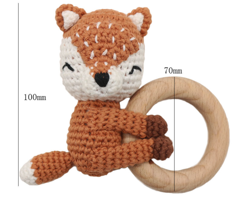 Cute Crochet Fox Elk Rattle Teether for Babies