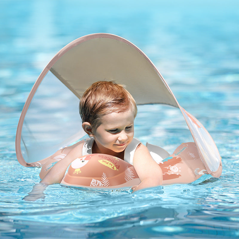 Sunny Swan Baby Swim Ring with Sunshade Fun