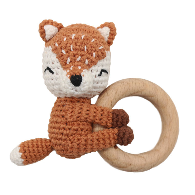 Cute Crochet Fox Elk Rattle Teether for Babies