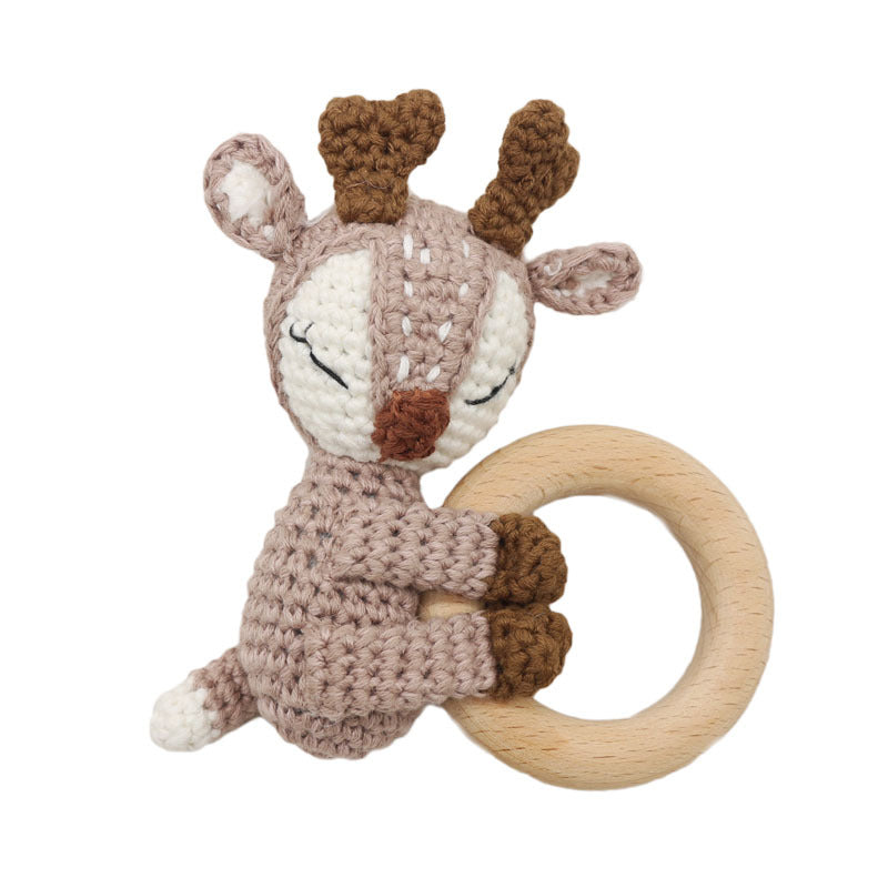 Cute Crochet Fox Elk Rattle Teether for Babies